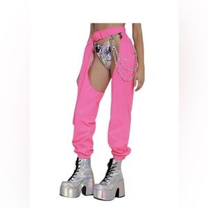 Pink Festival Pants Reflective Chaps Size M
